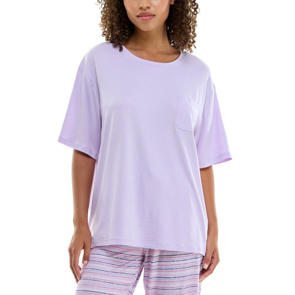 NWT Roudelain Womens Round-Neck Dolman-Sleeve Pajama Sleep Shirt Lavender Fog L